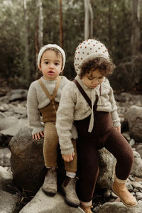 Silly Silas | Footed Teddy Tights with Braces | Chocolate Brown | Baby and Children's Clothing