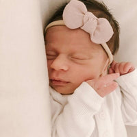 Mae and Rae Baby Bow Blush Linen | Baby Bows and Accessories