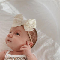 Mae and Rae Cream Gauze Baby Bow | Baby Bows and Accessories