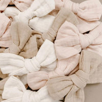 Mae and Rae Cream Gauze Baby Bow | Baby Bows and Accessories