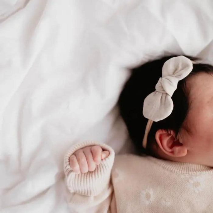 Mae and Rae Natural Linen Bow | Baby Bows and Accessories