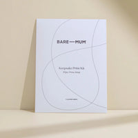 Bare Mum newborn keepsake print kit packaging on a beige background 