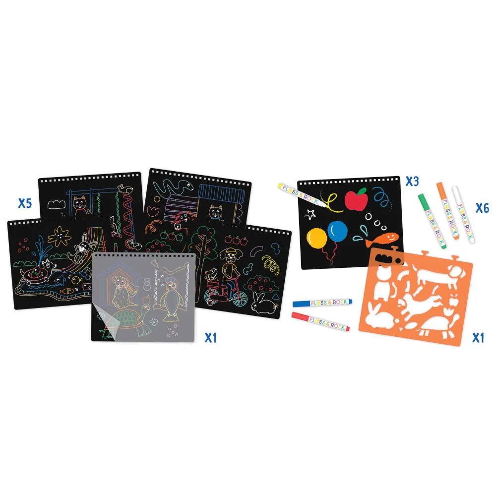Floss & Rock Kids Activity Sets | Kids Toys | Chalk Board Sketchbook - Pets