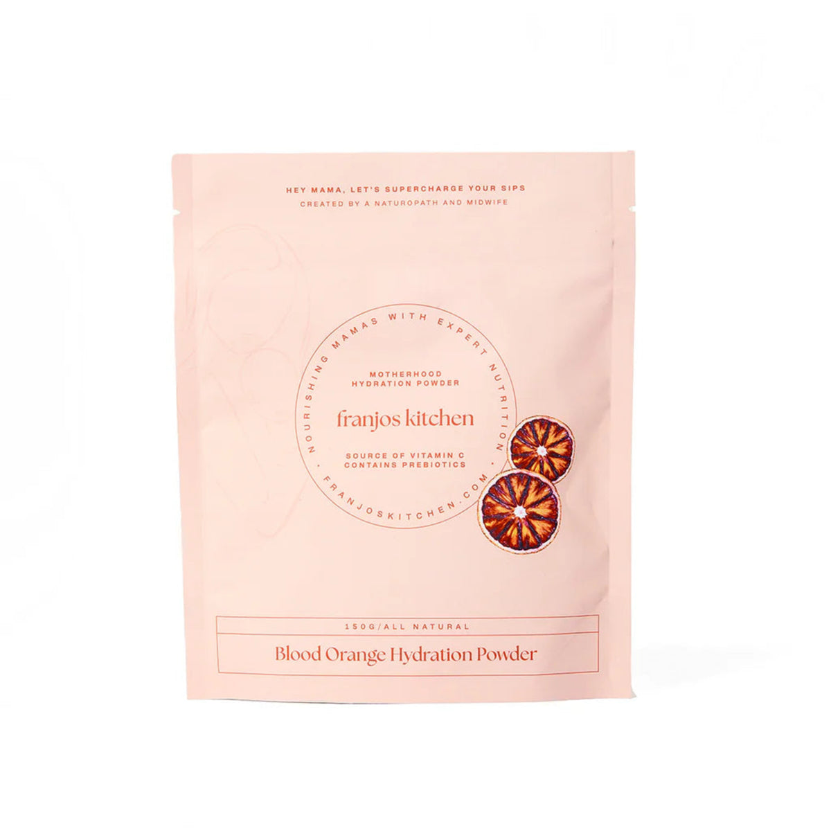 Franjos Kitchen Blood Orange Hydration Powder Packaging on a white background