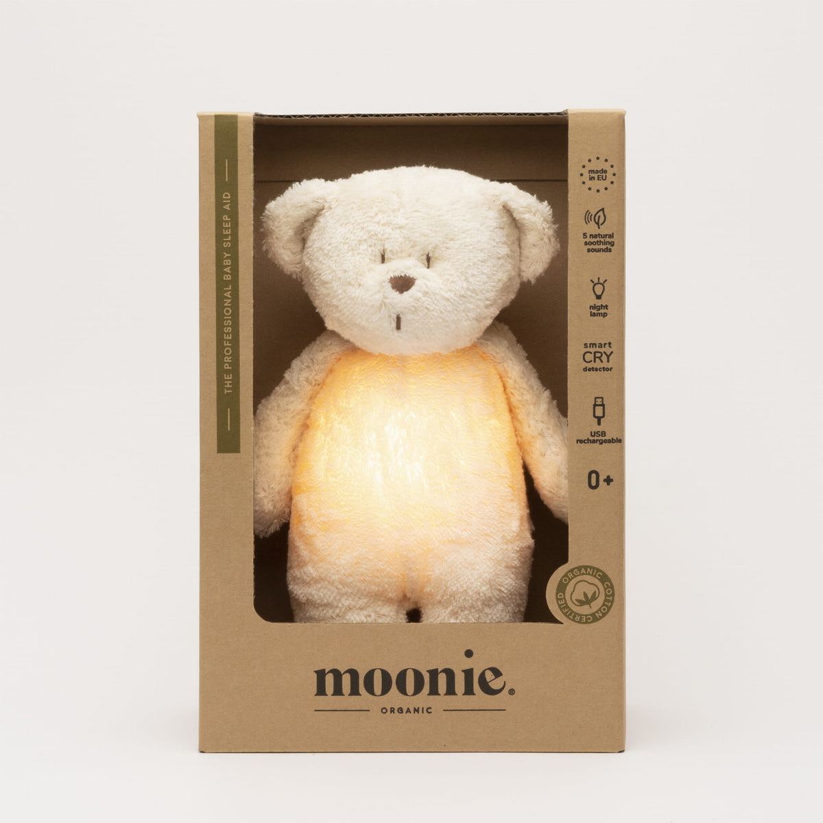 Moonie Bear - Polar | Organic Humming Bear with Night Light 
