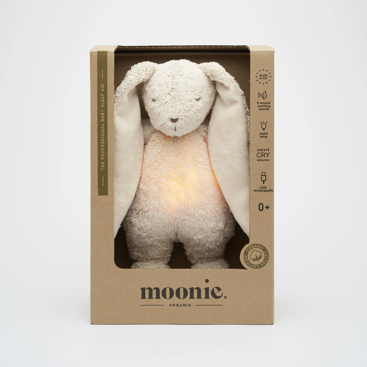 Moonie Bunny - Sand | Organic Humming Bunny with Night Light by Moonie Bear