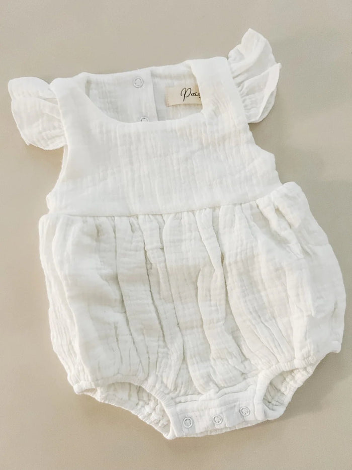 Muslin Bubble Romper | WhitePETITE + COBaby Clothing