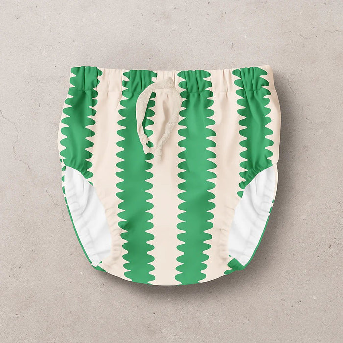 Pekpi Reusable Swim Nappy with a green wiggle pattern
