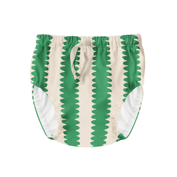 Pekpi Reusable Swim Nappy with a green wiggle pattern