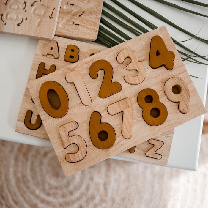 Wooden Toys | Natural Wooden Number Puzzle for Baby