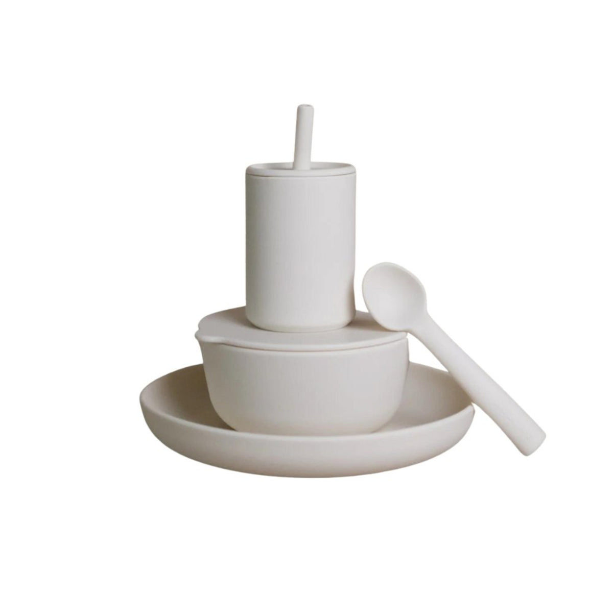 Rommer | Childrens Diner Set - Creme | Plate | Bowl | Spoon | Sippy Cup