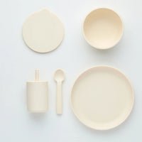 Rommer | Childrens Diner Set - Creme | Plate | Bowl | Spoon | Sippy Cup