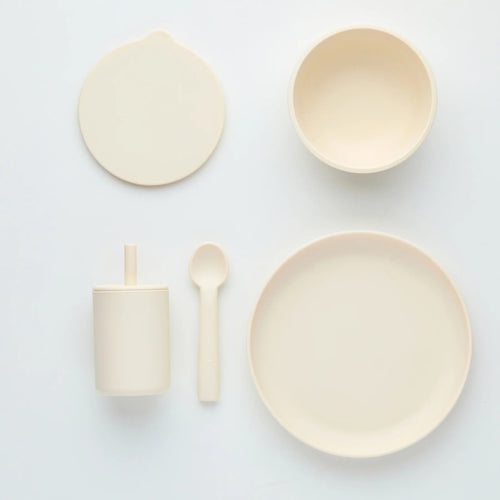 Rommer | Childrens Diner Set - Creme | Plate | Bowl | Spoon | Sippy Cup