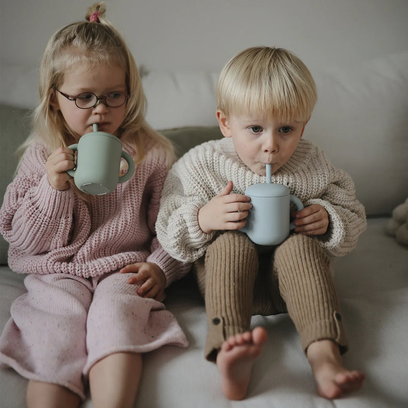 Sippy Cup with Straw Powder Blue | Starting Solids | Mushie