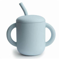 Sippy Cup with Straw Powder Blue | Starting Solids | Mushie