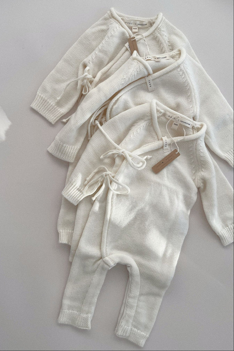 Susukoshi | Merino Wool Baby Romper - White