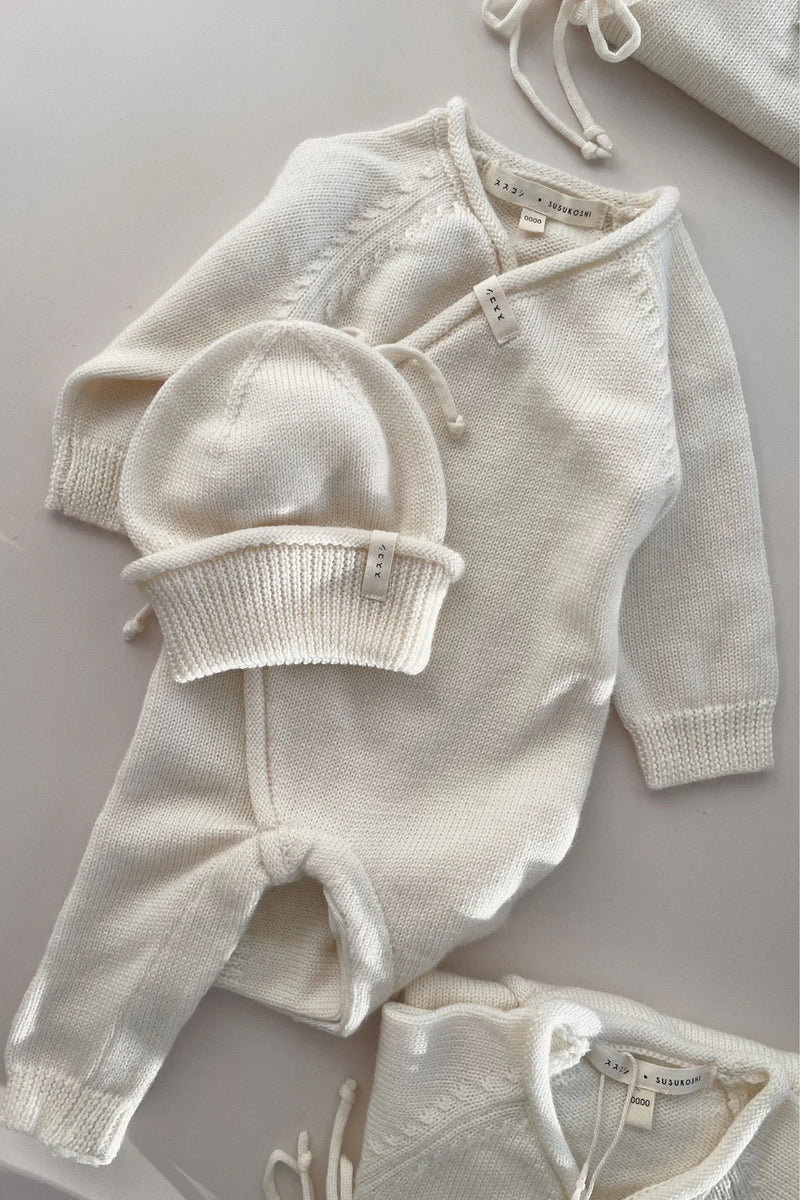 Susukoshi | Merino Wool Baby Romper - White
